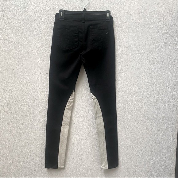 RAG & BONE Black Cream Lamb Leather Jodhpur Skinny Jeans Size 2 - Picture 2 of 4